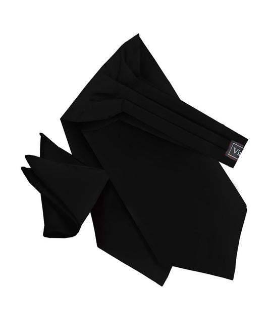 Vittorio Farina Men's Woven Paisley Ascot & Pocket Square - Black - Ascot & Pocket Square - Vittorio Farina