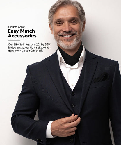 Vittorio Farina Men's Woven Paisley Ascot & Pocket Square - Black - Ascot & Pocket Square - Vittorio Farina