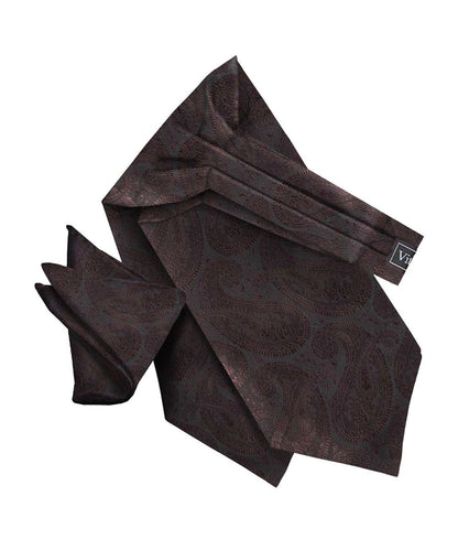 Vittorio Farina Men's Woven Paisley Ascot & Pocket Square - Brown - Ascot & Pocket Square - Vittorio Farina