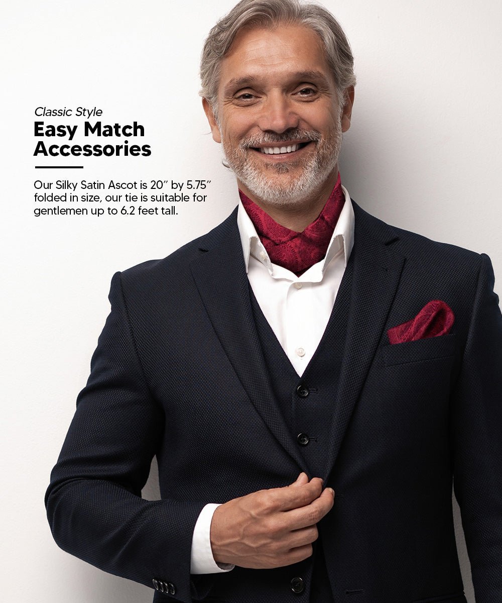 Vittorio Farina Men's Woven Paisley Ascot & Pocket Square - Burgundy - Ascot & Pocket Square - Vittorio Farina