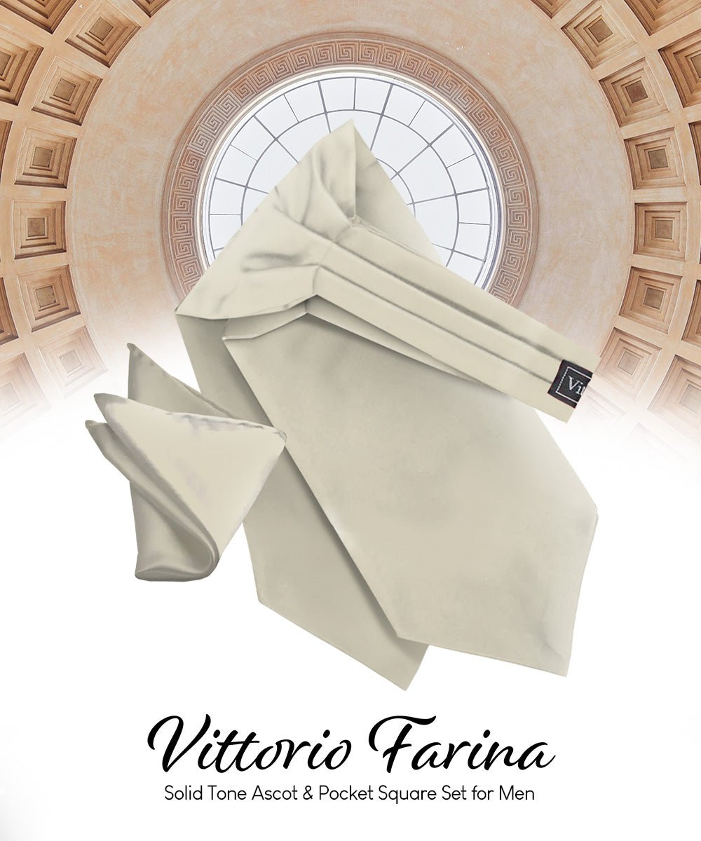 Vittorio Farina Men's Woven Paisley Ascot & Pocket Square - Ivory - Ascot & Pocket Square - Vittorio Farina