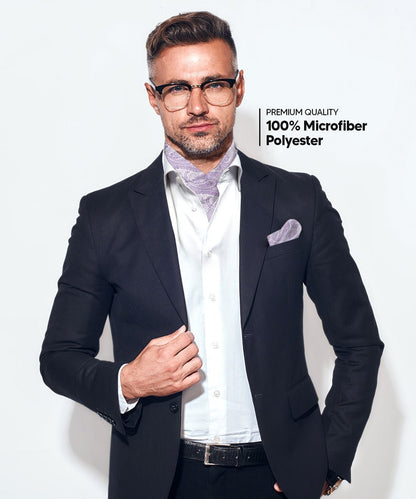 Vittorio Farina Men's Woven Paisley Ascot & Pocket Square - Lavender - Ascot & Pocket Square - Vittorio Farina