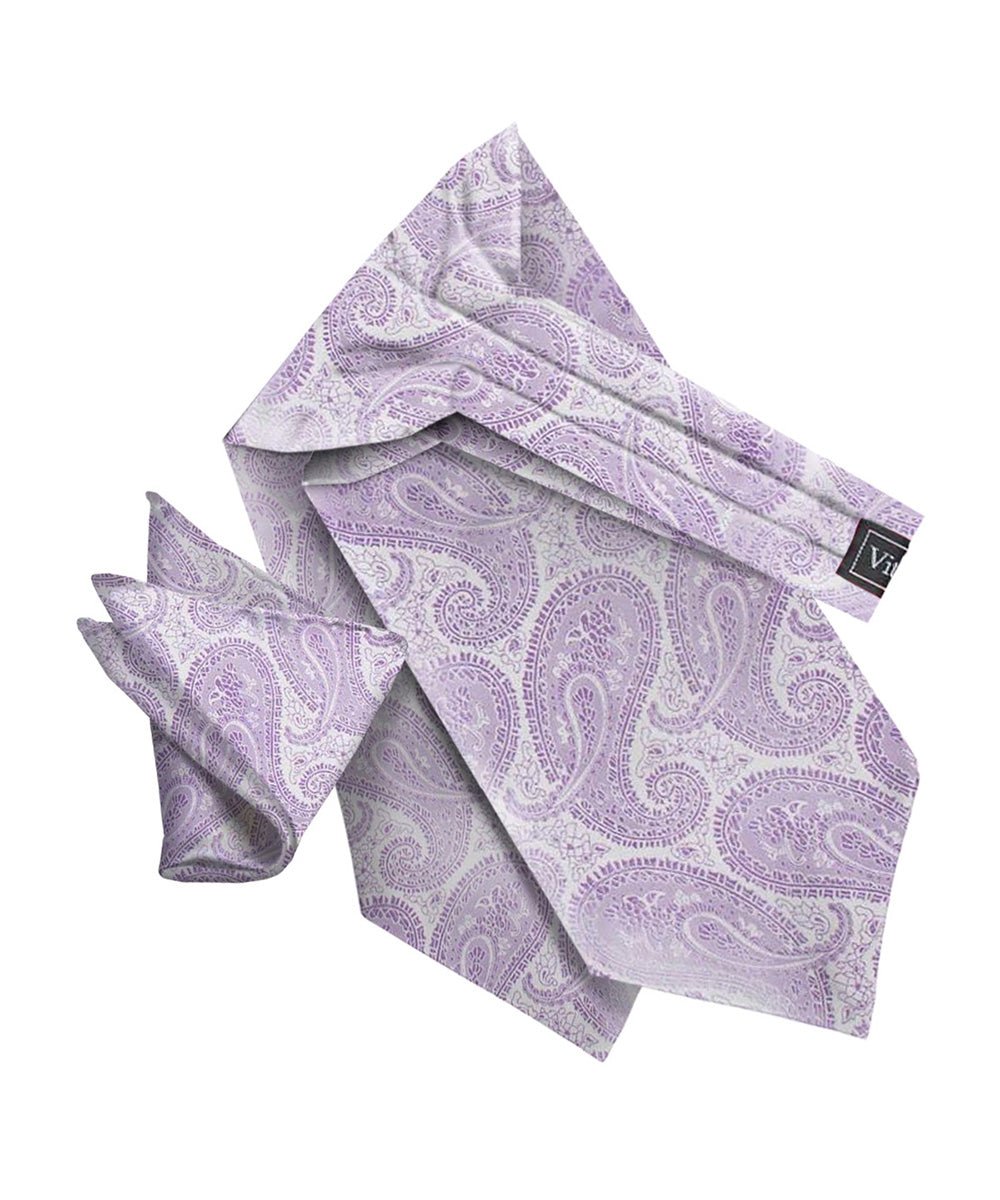 Vittorio Farina Men's Woven Paisley Ascot & Pocket Square - Lavender - Ascot & Pocket Square - Vittorio Farina