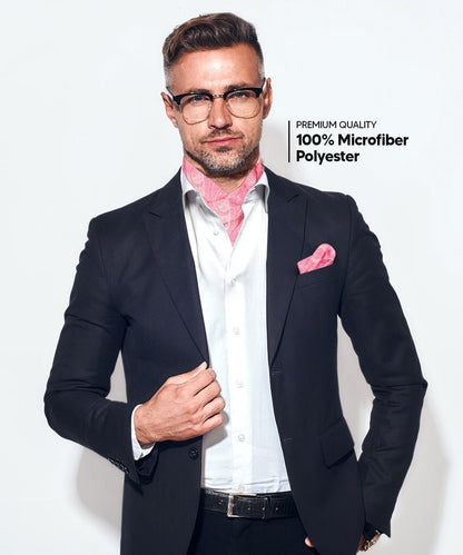 Vittorio Farina Men's Woven Paisley Ascot & Pocket Square - Pink - Ascot & Pocket Square - Vittorio Farina