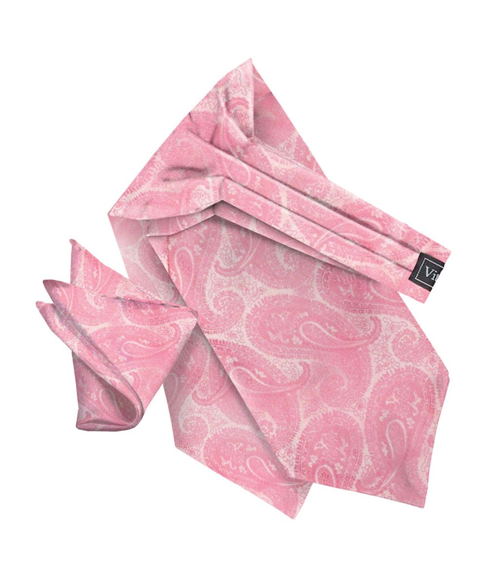 Vittorio Farina Men's Woven Paisley Ascot & Pocket Square - Pink - Ascot & Pocket Square - Vittorio Farina