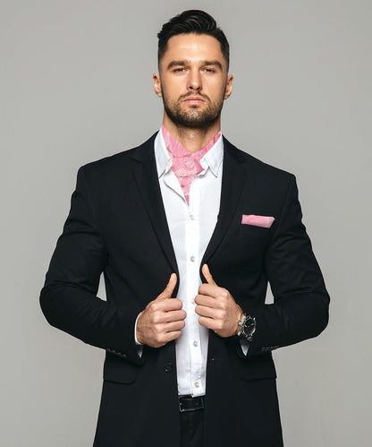 Vittorio Farina Men's Woven Paisley Ascot & Pocket Square - Pink - Ascot & Pocket Square - Vittorio Farina