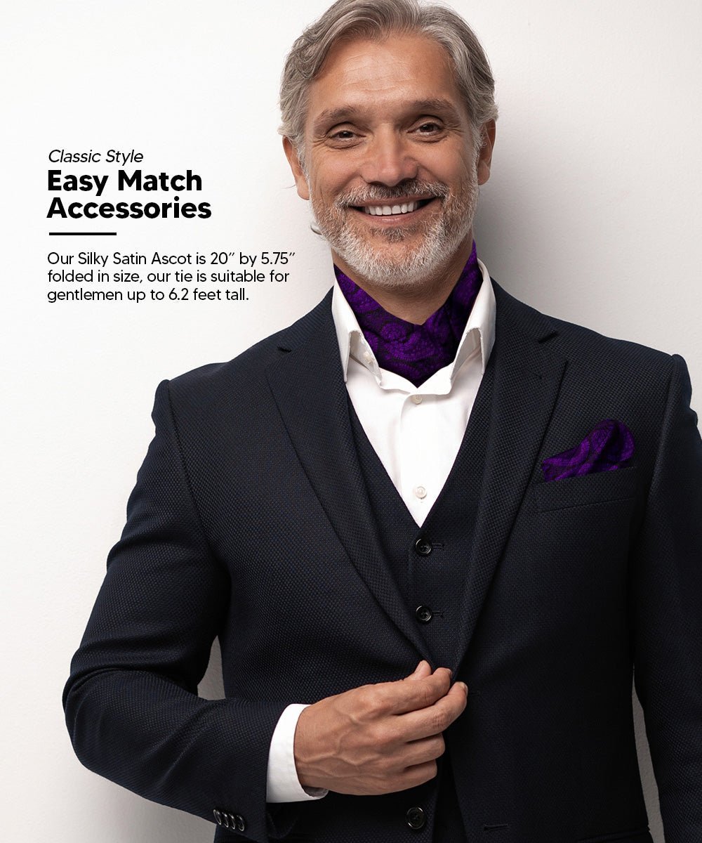 Vittorio Farina Men's Woven Paisley Ascot & Pocket Square - Purple - Ascot & Pocket Square - Vittorio Farina