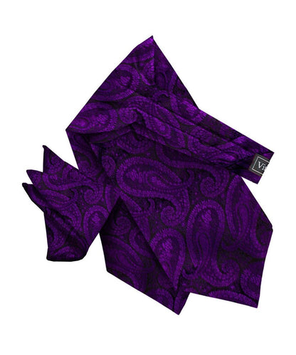 Vittorio Farina Men's Woven Paisley Ascot & Pocket Square - Purple - Ascot & Pocket Square - Vittorio Farina