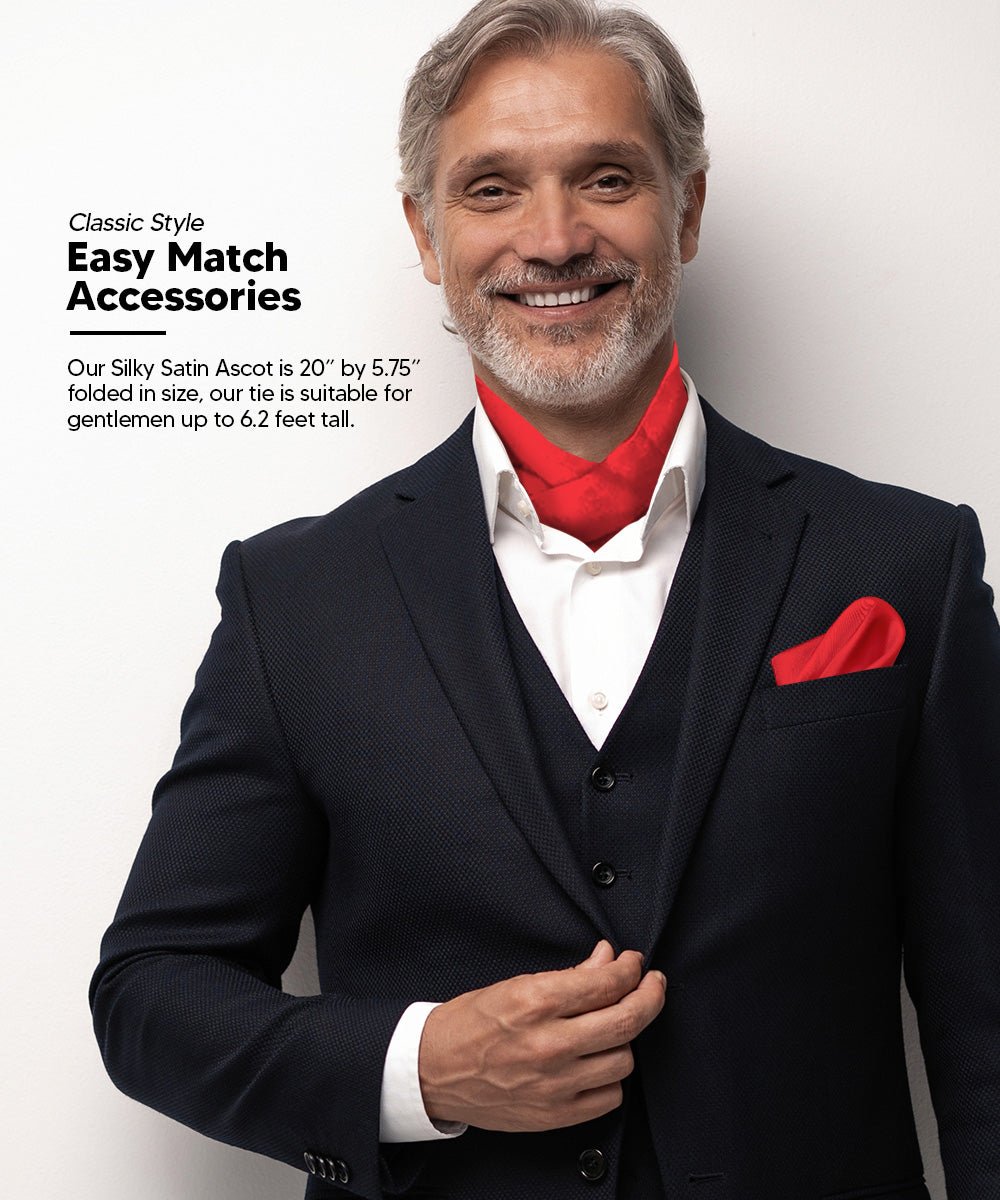 Vittorio Farina Men's Woven Paisley Ascot & Pocket Square - Red - Ascot & Pocket Square - Vittorio Farina