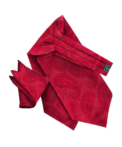 Vittorio Farina Men's Woven Paisley Ascot & Pocket Square - Red - Ascot & Pocket Square - Vittorio Farina