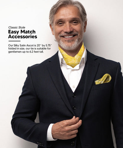 Vittorio Farina Men's Woven Paisley Ascot & Pocket Square - Yellow - Ascot & Pocket Square - Vittorio Farina