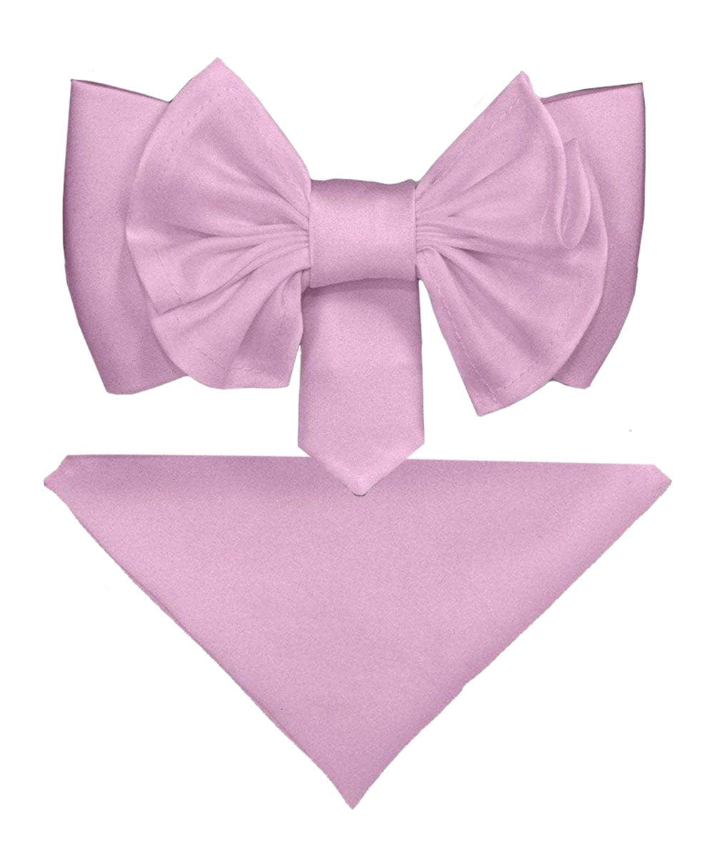 Vittorio Farina Men's XL Solid Satin Bow Tie & Pocket Square in Gift Box - Lavender - Bow Tie & Pocket Square - Vittorio Farina