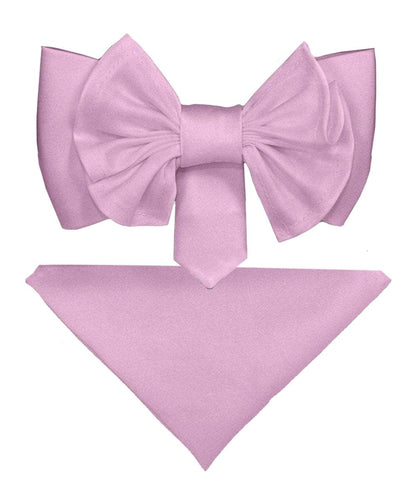 Vittorio Farina Men's XL Solid Satin Bow Tie & Pocket Square in Gift Box - Lavender - Bow Tie & Pocket Square - Vittorio Farina