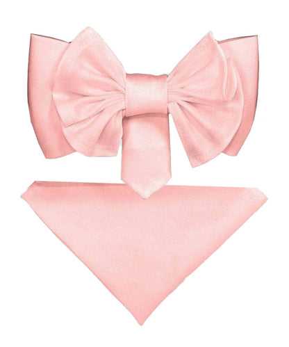 Vittorio Farina Men's XL Solid Satin Bow Tie & Pocket Square in Gift Box - Pink - Bow Tie & Pocket Square - Vittorio Farina