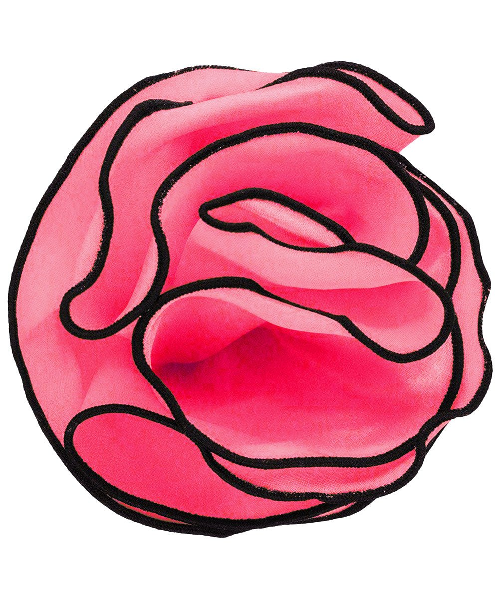 Vittorio Farina Round Satin Pocket Square with Embroidered Piping - Amber and Black - Pocket Square - Vittorio Farina