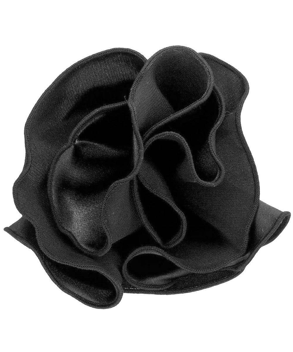 Vittorio Farina Round Satin Pocket Square with Embroidered Piping - Black and Black - Pocket Square - Vittorio Farina