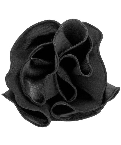 Vittorio Farina Round Satin Pocket Square with Embroidered Piping - Black and Black - Pocket Square - Vittorio Farina
