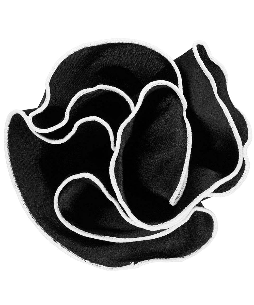 Vittorio Farina Round Satin Pocket Square with Embroidered Piping - Black and White - Pocket Square - Vittorio Farina