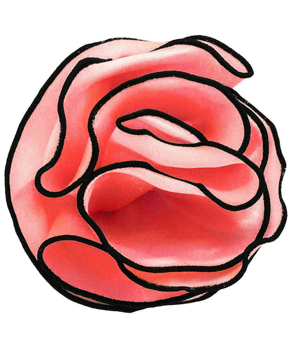 Vittorio Farina Round Satin Pocket Square with Embroidered Piping - Blush and Black - Pocket Square - Vittorio Farina