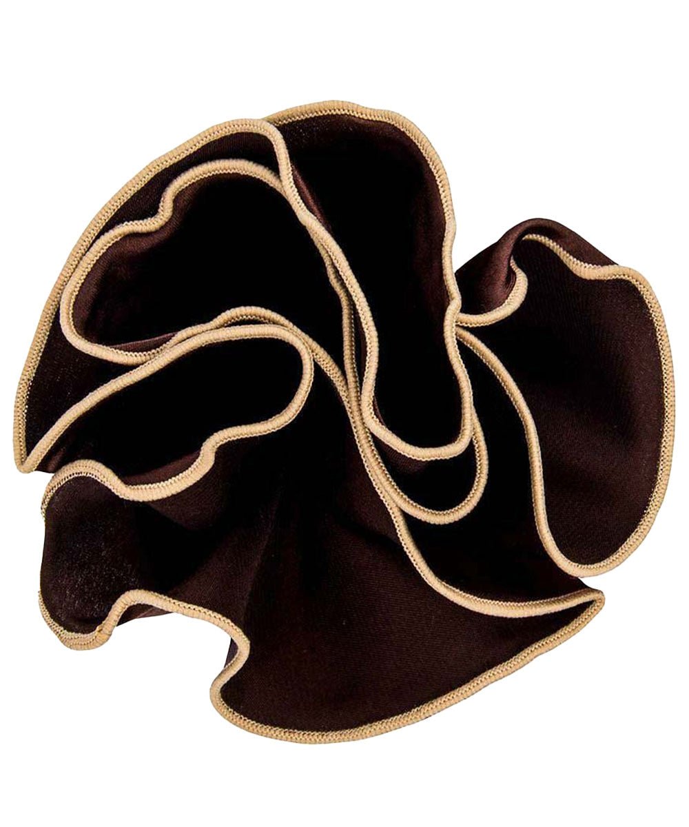 Vittorio Farina Round Satin Pocket Square with Embroidered Piping - Brown and Tan - Pocket Square - Vittorio Farina