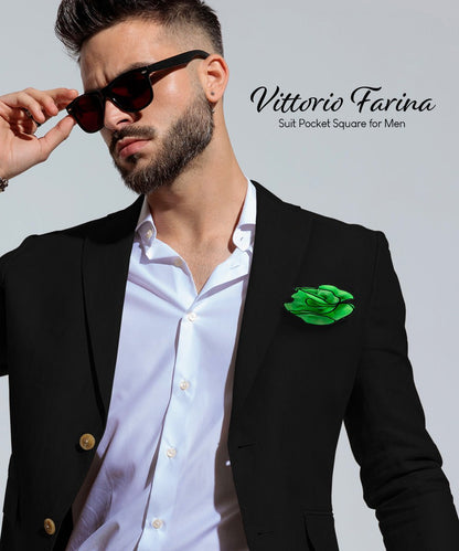 Vittorio Farina Round Satin Pocket Square with Embroidered Piping - Lavender and Tan - Pocket Square - Vittorio Farina