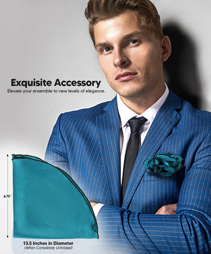 Vittorio Farina Round Satin Pocket Square with Embroidered Piping - Sky Blue and White - Pocket Square - Vittorio Farina