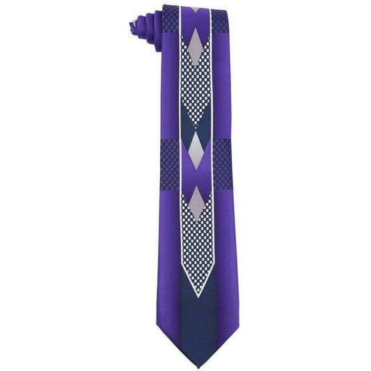 Vittorio Farina Tuxedo Design Satin Necktie & Pocket Square - Purple - Necktie & Pocket Square - Vittorio Farina