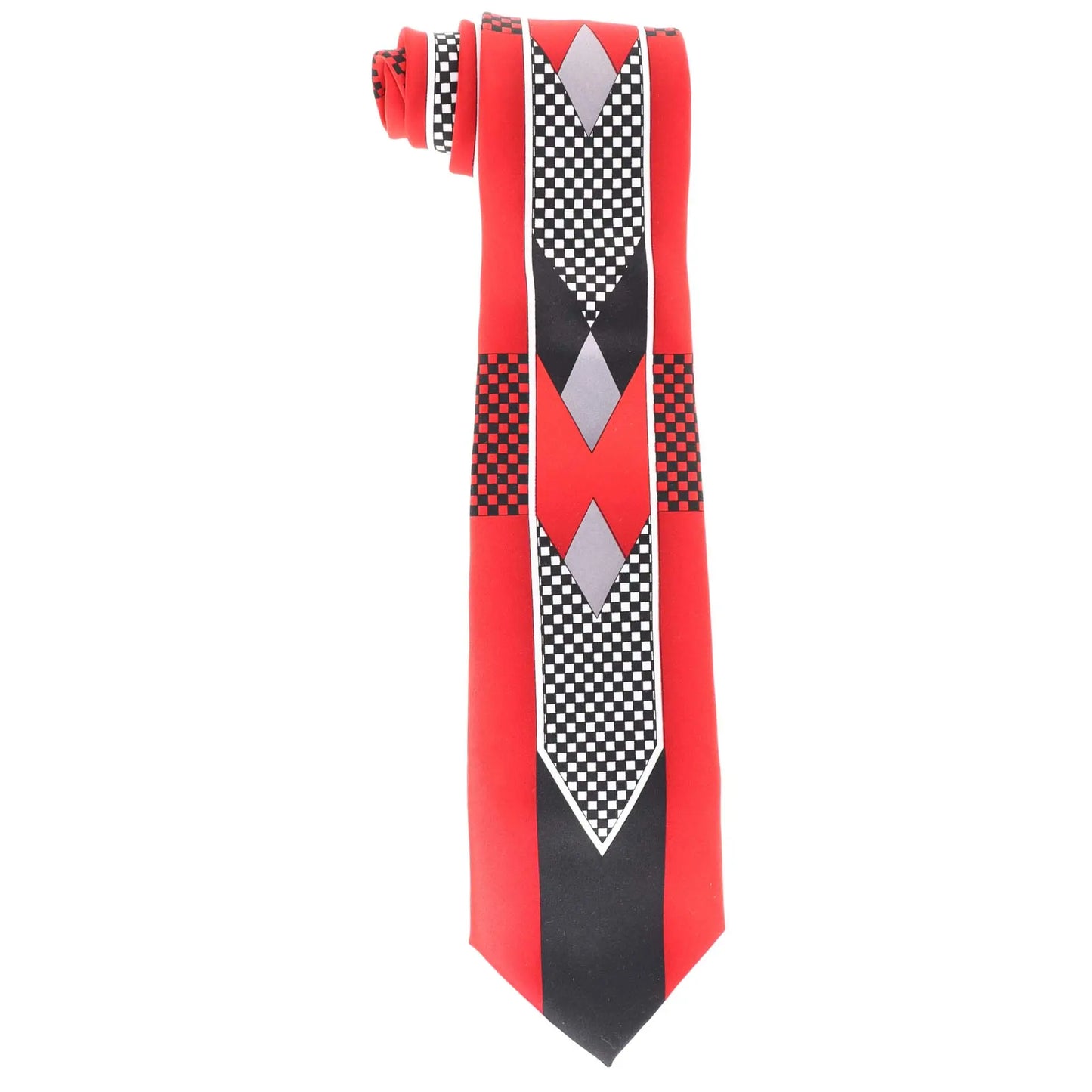 Vittorio Farina Tuxedo Design Satin Necktie & Pocket Square - Red - Necktie & Pocket Square - Vittorio Farina