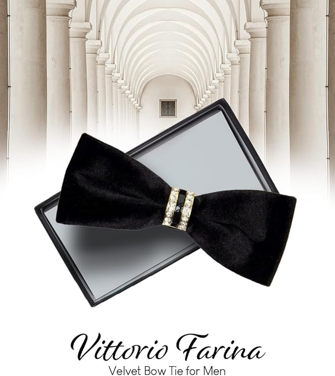 Vittorio Farina Velvet Bow Tie in Gift Box - Black - Bow Tie - Vittorio Farina
