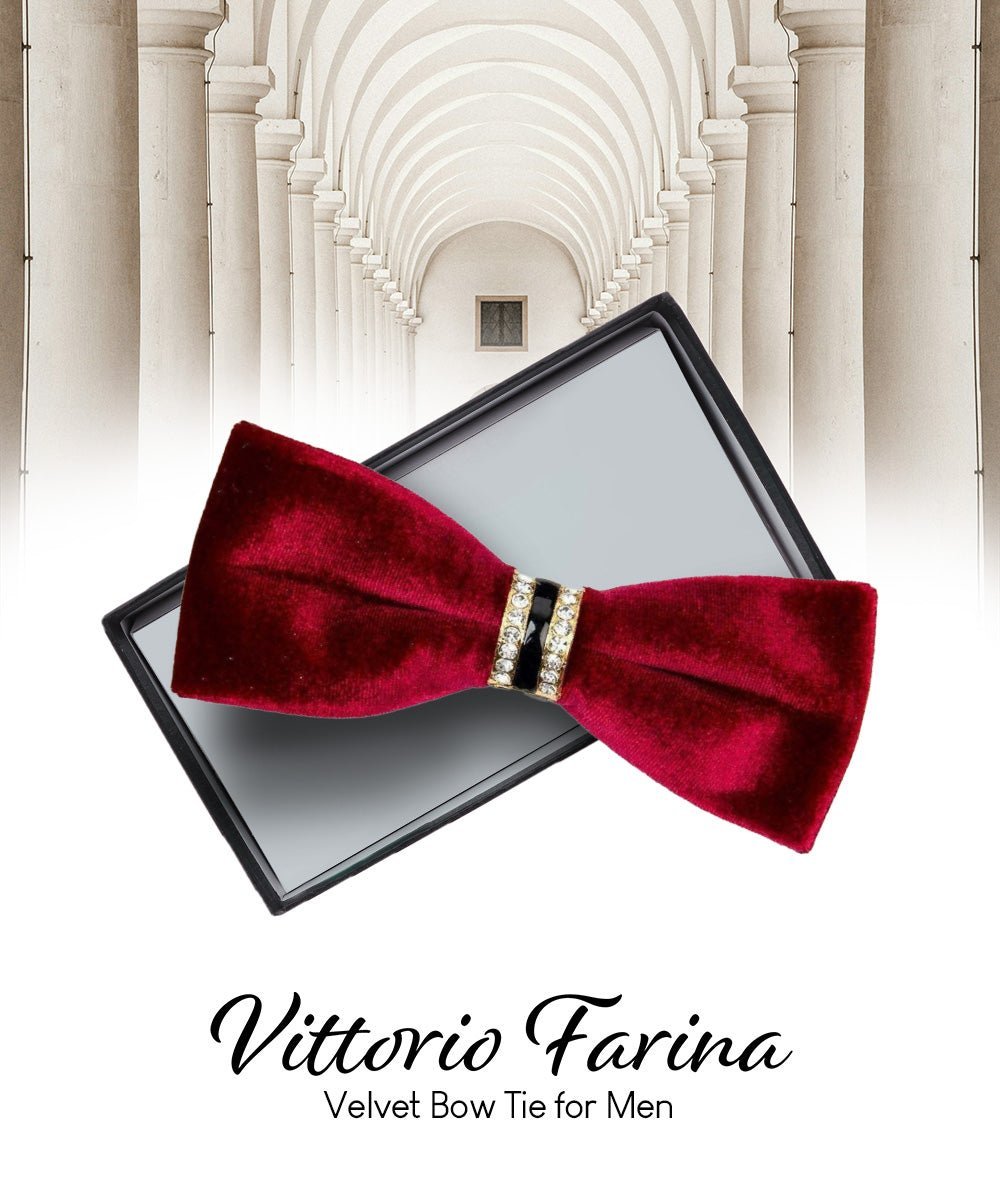 Vittorio Farina Velvet Bow Tie in Gift Box - Red - Bow Tie - Vittorio Farina