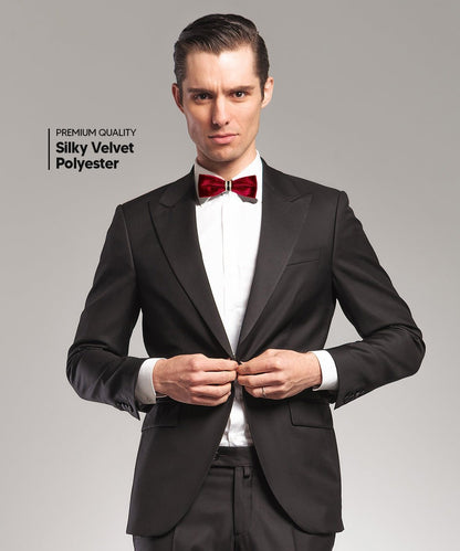 Vittorio Farina Velvet Bow Tie in Gift Box - Red - Bow Tie - Vittorio Farina