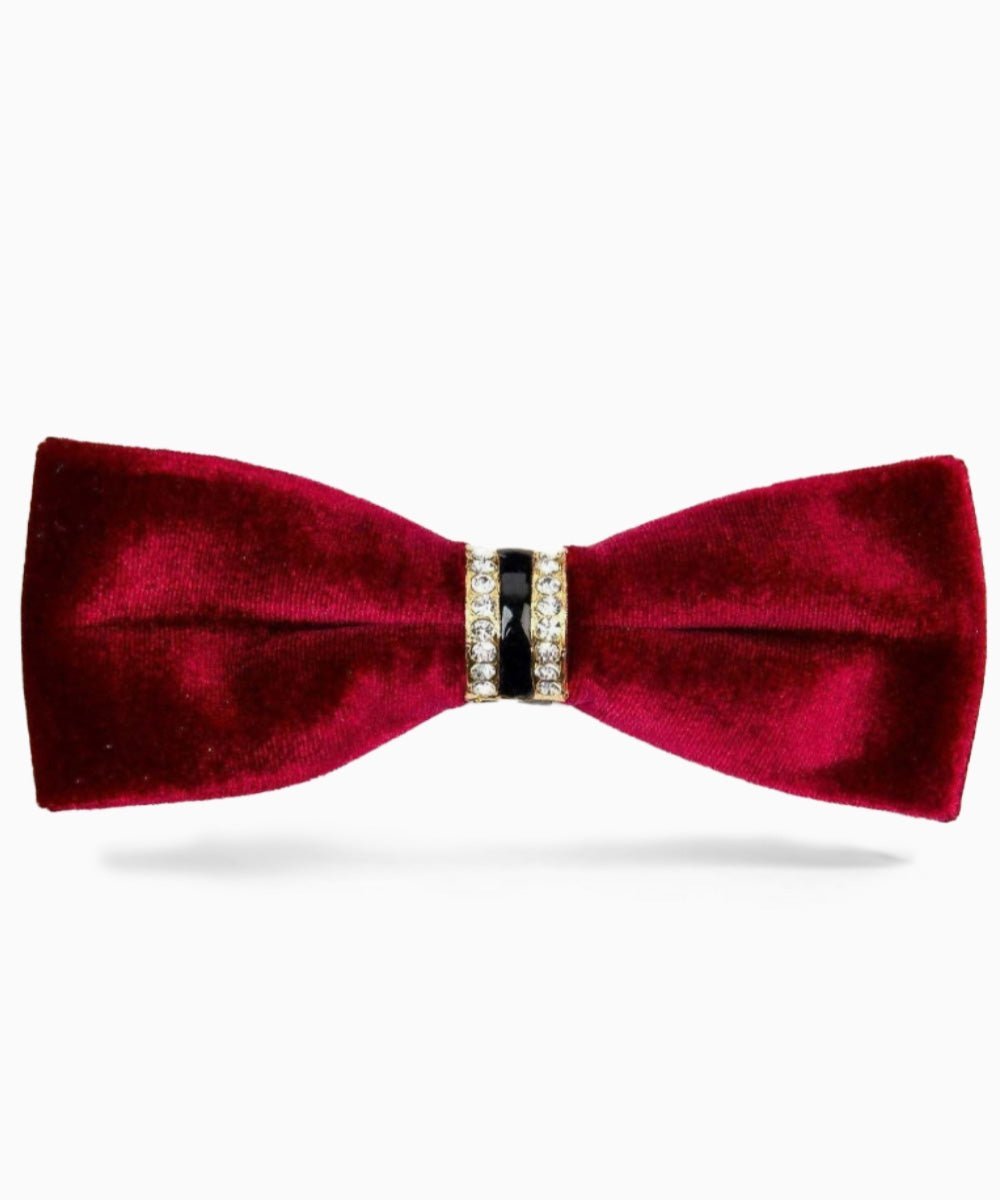 Vittorio Farina Velvet Bow Tie in Gift Box - Burgundy - Bow Tie - Vittorio Farina