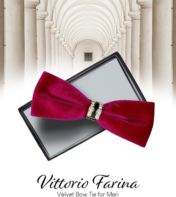 Vittorio Farina Velvet Bow Tie in Gift Box - Red - Bow Tie - Vittorio Farina