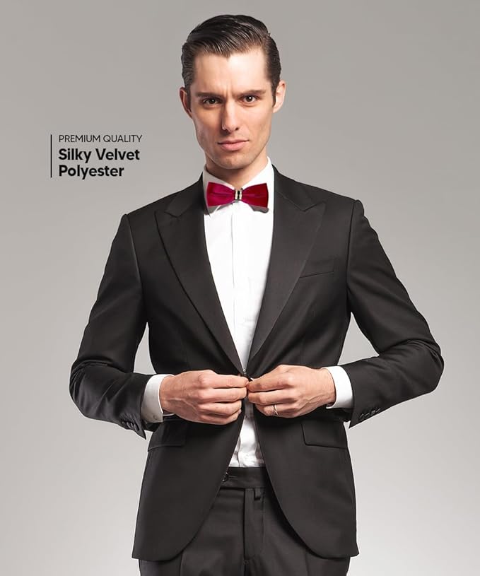 Vittorio Farina Velvet Bow Tie in Gift Box - Red - Bow Tie - Vittorio Farina