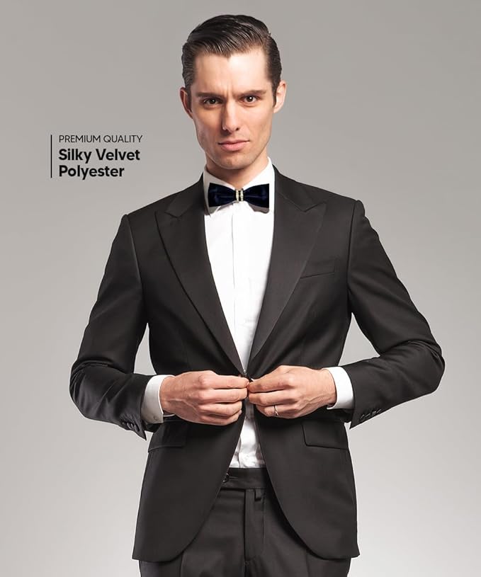 Vittorio Farina Velvet Bow Tie in Gift Box - Navy Blue - Bow Tie - Vittorio Farina