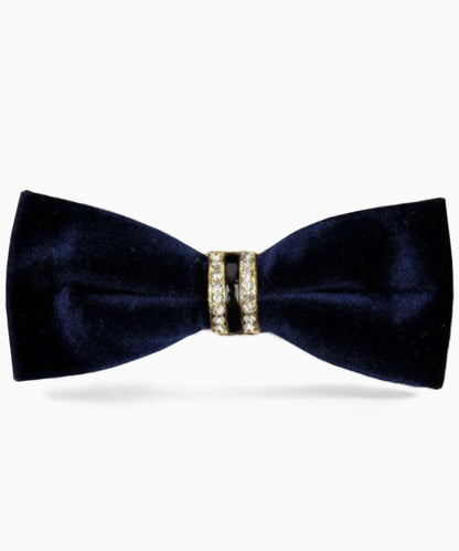 Vittorio Farina Velvet Bow Tie in Gift Box - Navy Blue - Bow Tie - Vittorio Farina