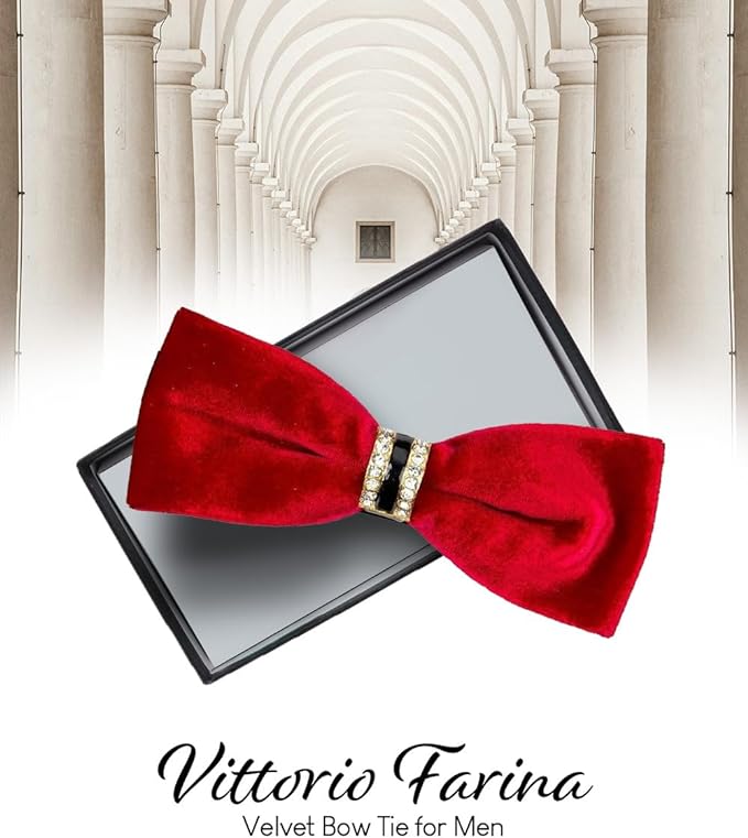 Vittorio Farina Velvet Bow Tie in Gift Box - Red - Bow Tie - Vittorio Farina