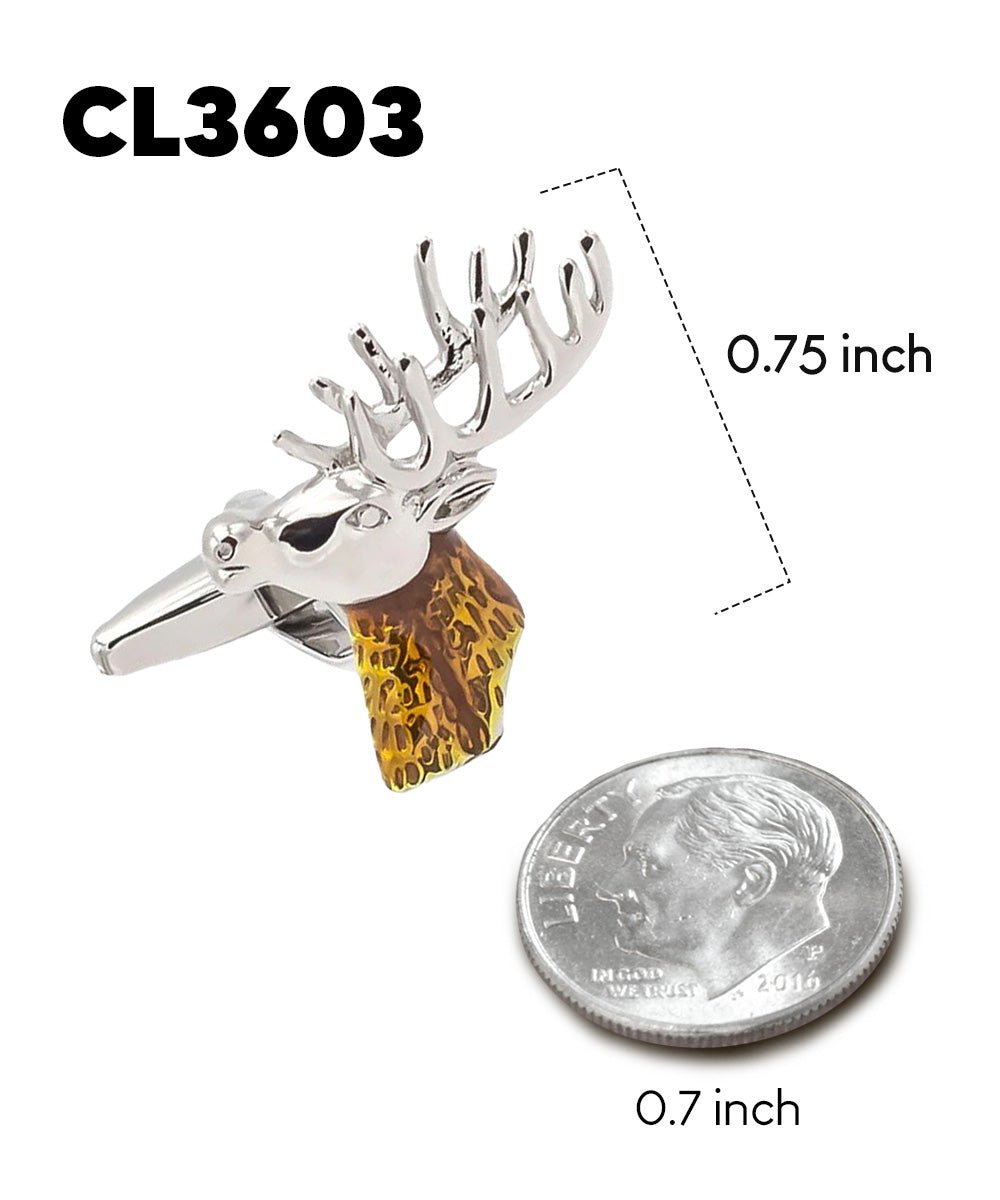 Vittorio Vico Animal Themed Cufflinks in Gift Box: CL36XX Series - Gold Elk Head - Cufflinks - Vittorio Vico