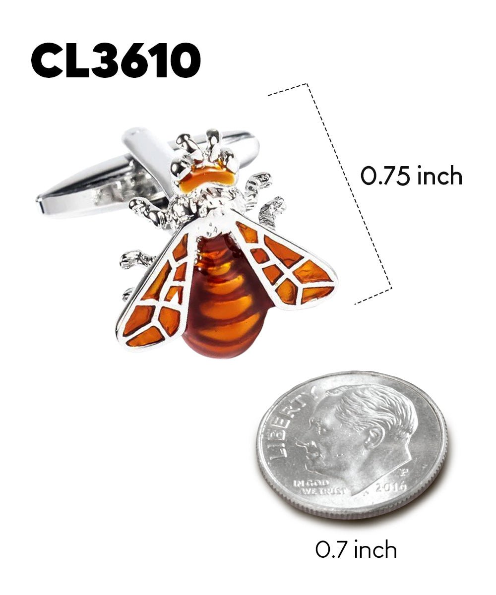Vittorio Vico Animal Themed Cufflinks in Gift Box: CL36XX Series - Orange Bee - Cufflinks - Vittorio Vico