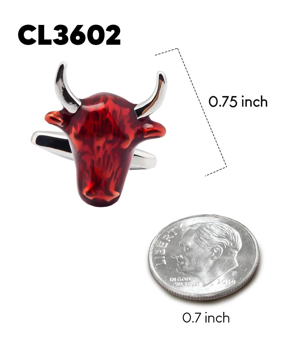 Vittorio Vico Animal Themed Cufflinks in Gift Box: CL36XX Series - Red Bull Head - Cufflinks - Vittorio Vico
