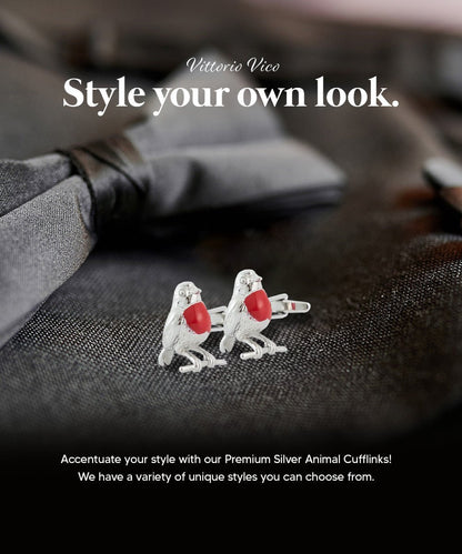 Vittorio Vico Animal Themed Cufflinks in Gift Box: CL36XX Series - Red Cuckoo - Cufflinks - Vittorio Vico