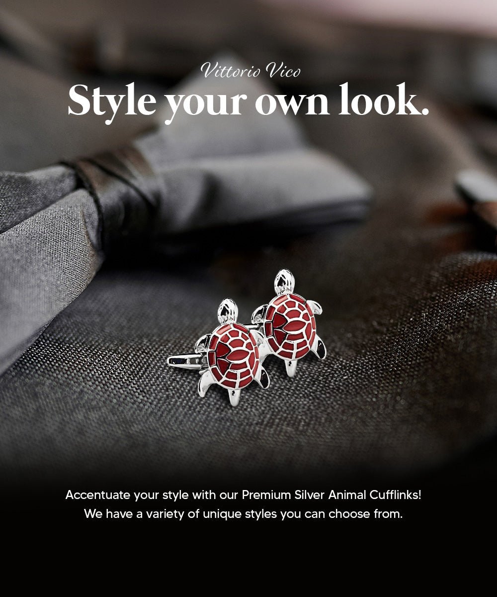 Vittorio Vico Animal Themed Cufflinks in Gift Box: CL36XX Series - Red Turtle - Cufflinks - Vittorio Vico