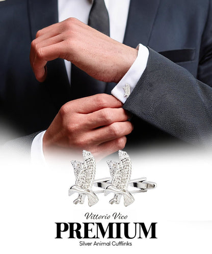 Vittorio Vico Animal Themed Cufflinks in Gift Box: CL36XX Series - Silver Eagle - Cufflinks - Vittorio Vico