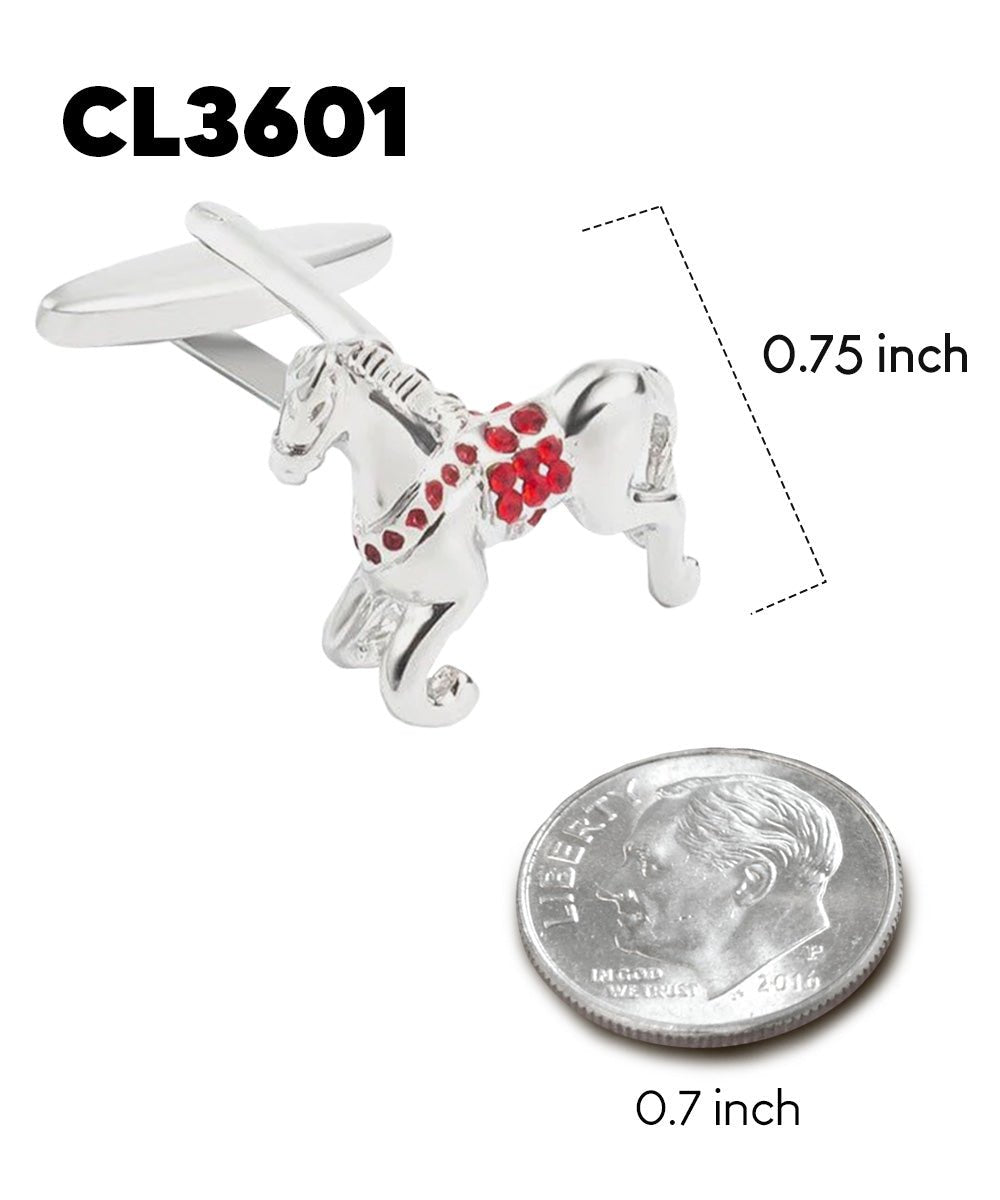 Vittorio Vico Animal Themed Cufflinks in Gift Box: CL36XX Series - Silver Racing Horse - Cufflinks - Vittorio Vico