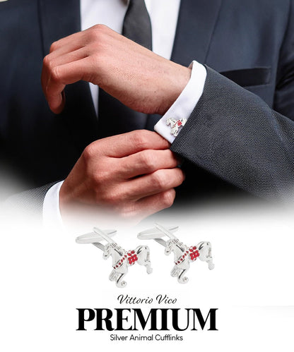 Vittorio Vico Animal Themed Cufflinks in Gift Box: CL36XX Series - Silver Racing Horse - Cufflinks - Vittorio Vico