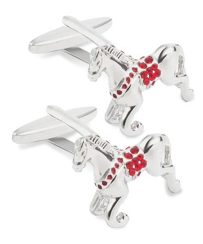 Vittorio Vico Animal Themed Cufflinks in Gift Box: CL36XX Series - Silver Racing Horse - Cufflinks - Vittorio Vico