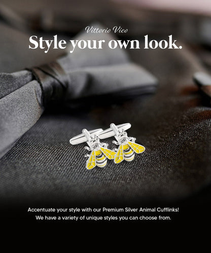 Vittorio Vico Animal Themed Cufflinks in Gift Box: CL36XX Series - Yellow Bee - Cufflinks - Vittorio Vico