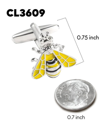 Vittorio Vico Animal Themed Cufflinks in Gift Box: CL36XX Series - Yellow Bee - Cufflinks - Vittorio Vico