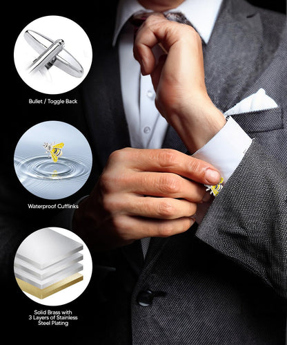 Vittorio Vico Animal Themed Cufflinks in Gift Box: CL36XX Series - Yellow Bee - Cufflinks - Vittorio Vico