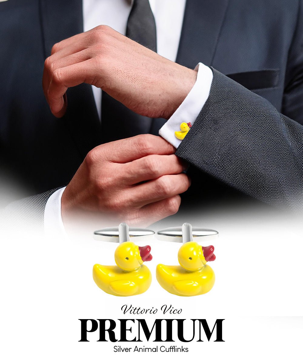 Vittorio Vico Animal Themed Cufflinks in Gift Box: CL36XX Series - Yellow Duck - Cufflinks - Vittorio Vico